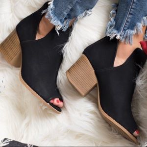 Black  cut out booties with chunky heel